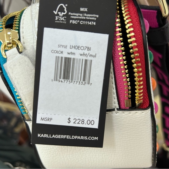 Karl Lagerfeld White Multicolor Studded Crossbody Bag - Picture 4 of 4